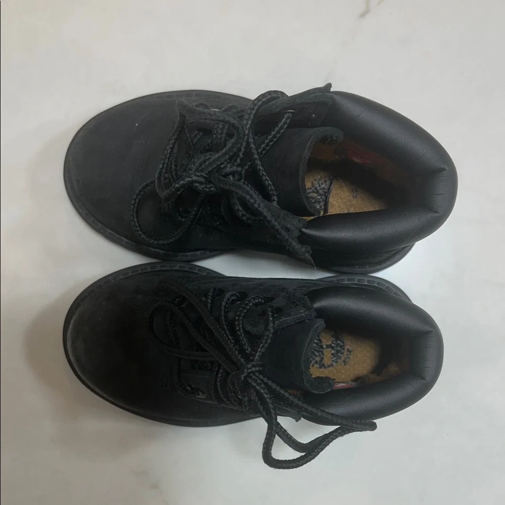 Timberland Toddler's Black Lace-Up Boots, lightly worn.